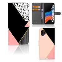 Samsung Galaxy Xcover 6 Pro | Book Case | Zwart Roze Vormen