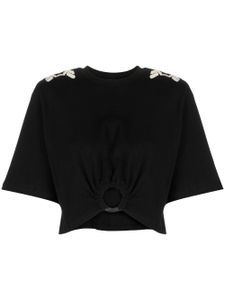 Johanna Ortiz t-shirt crop Ensenada à broderies - Noir