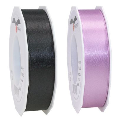 Luxe satijn cadeau/hobby sierlinten 2,5cm x 25m- zwart en lila