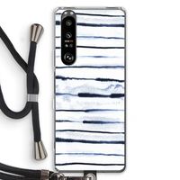 Ink Stripes: Sony Xperia 1 III Transparant Hoesje met koord