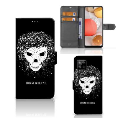 Telefoonhoesje met Naam Samsung Galaxy A42 5G Skull Hair | Portemonnee hoesje