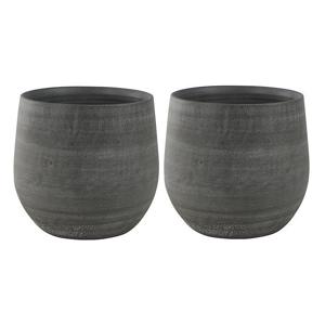 Steege Plantenpot/bloempot - 2x stuks - keramiek - modern - grijs - D36 x H32 cm