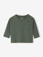 T-shirt baby Basics personaliseerbaar lange mouwen geknoopt op de schouder groen