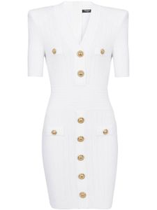 Balmain robe en maille à coupe courte - Blanc