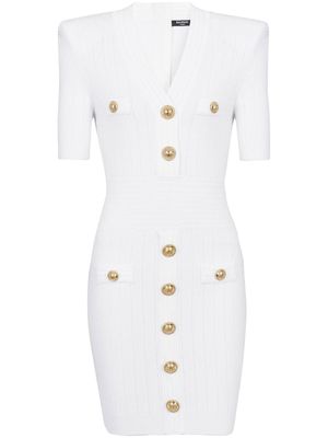Balmain robe en maille à coupe courte - Blanc