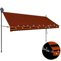 Luifel handmatig uitschuifbaar met LED 350 cm oranje en bruin