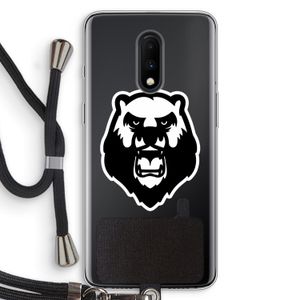 Angry Bear (white): OnePlus 7 Transparant Hoesje met koord