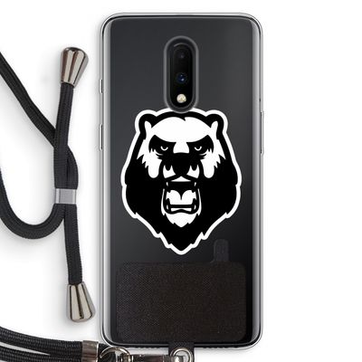 Angry Bear (white): OnePlus 7 Transparant Hoesje met koord