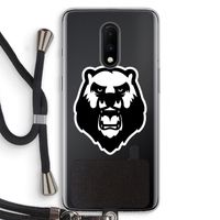 Angry Bear (white): OnePlus 7 Transparant Hoesje met koord