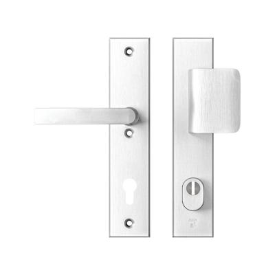 AXA AXA Edge Plus veiligheidsbeslag voordeur rechthoekig schild D-knop/Blok-kruk PC92 met kerntrekbeveiliging SKG3 - aluminium