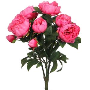 Mica Decorations Kunstbloemen boeket - Pioenfuchsian - fuchsia - 55 cm - bloemen