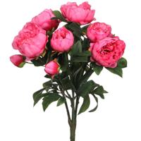Mica Decorations Kunstbloemen boeket - Pioenfuchsian - fuchsia - 55 cm - bloemen