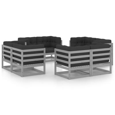8-delige Loungeset met kussens massief grenenhout