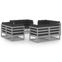 8-delige Loungeset met kussens massief grenenhout