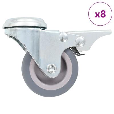 8 st Zwenkwielen met boutgaten 50 mm