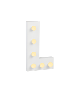 Letter L met licht hoogte 17 cm breedte 9,5 cm