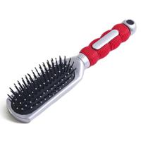 Haarborstel Hairmaster - zilver met rood handvat - 23 x 5 cm - kunststof - heren/dames/kinderen