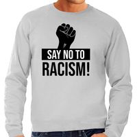 Say no to racism demonstratie / protest sweater grijs voor heren - thumbnail