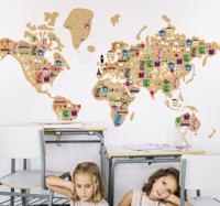 Wereldkaart muursticker kinderen steden