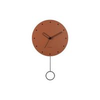 Karlsson - Wall clock Studs pendulum wood burned orange - thumbnail