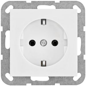 Stopcontact randaarde helder wit RAL9010 Klein systeem 55 past ook in Gira en Jung