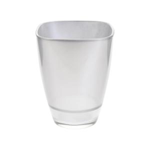 Vaas - vierkant - zilverkleurig - glas - 17 cm - woonaccessoires