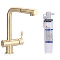 Keukenkraan Gold massief RVS met uitloop inclusief 3M Waterfilter - thumbnail