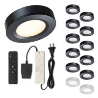 Set LED-opbouwspot met afstandsbediening Adria zwart 3W dimbaar 1-12 stuks