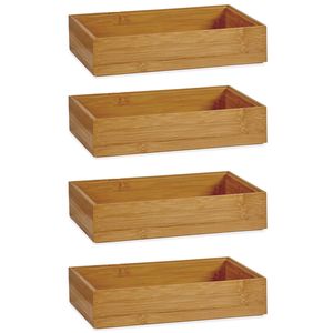 4x Stuks Kast/lade/make-up organizers bamboe hout bakje 23 x 15 x 5 cm