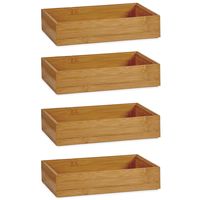 4x Stuks Kast/lade/make-up organizers bamboe hout bakje 23 x 15 x 5 cm