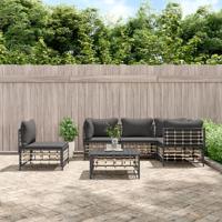 6-delige Loungeset met kussens poly rattan antracietkleurig