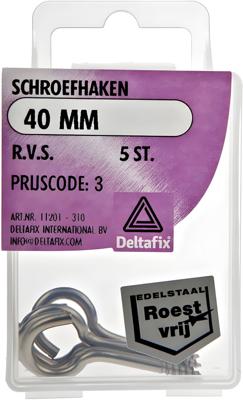 Schroefhaken 40mm rvs 5st - Deltafix