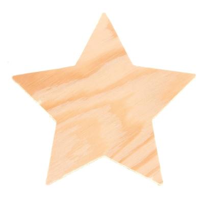 Houten hobby vormen sterren - 8 cm - 4x stuks - met ophang oogjes - zelf decoreren