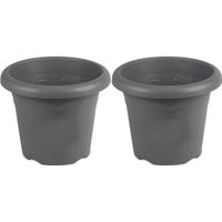 2x Grijze ronde plantenpot/bloempot Flori 18 cm kunststof