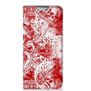 Mobiel BookCase Xiaomi Redmi 10 Angel Skull Rood