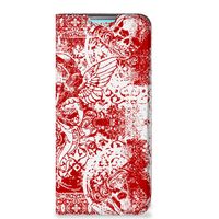 Mobiel BookCase Xiaomi Redmi 10 Angel Skull Rood