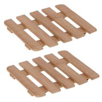 Set van 4x stuks pannenonderzetter van hout vierkant 15 x 15 cm