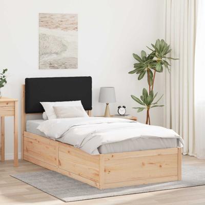 Bedframe met Gevoerd Hoofdgedeelte Zwart 90 x 190 cm
