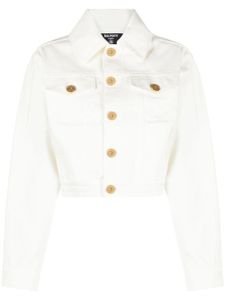 Balmain veste courte en jean - Blanc