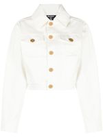 Balmain veste courte en jean - Blanc