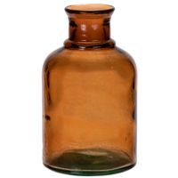 Bloemenvaas - bruin - transparant gerecycled glas - D12 x H20 cm