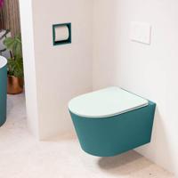 Wandcloset Mondiaz Lavie | Zonder spoelrand | Incl.Toiletzitting-Greey | Keramiek | Smag (turquoise)