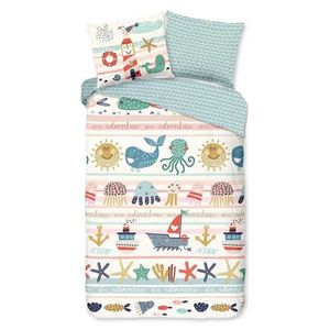 Kinderdekbedovertrek Katoen - 140x200 cm Wit - Dessin: Dieren, Natuur - Good Morning - Dekbed-Discounter.nl