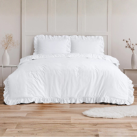 Dekbedovertrek Ruffles - Wit - Eenpersoons (140x200 Cm) - Taupe Microvezel - Effen - Sleeptime Fresh - Dekbed-Discounter.nl