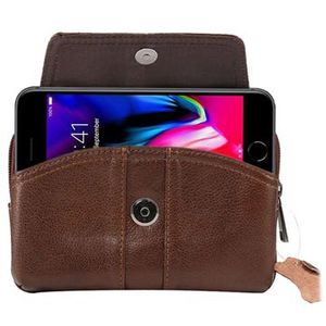 Universele Dual Pocket Horizontale Holster Leren Case - Bruin