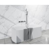 Fortifura Nebbio Badcombinatie-set - thermostaatkraan - inbouwdeel - glijstang - metalen doucheslang - staaf handdouche - uitbreiding inbouwdeel - uitloop - geborsteld gunmetal PVD SW1183068 SW1111532 SW706207 SW766537 SW1183076 SW