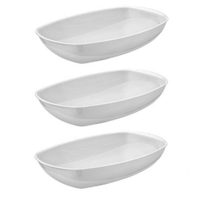Voedsel Serveerschaal - 3x - wit - 19 x 28 cm - saladeschalen - serveerschalen - kommen