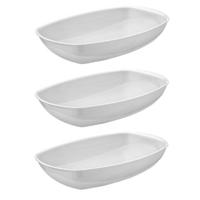 Voedsel Serveerschaal - 3x - wit - 19 x 28 cm - saladeschalen - serveerschalen - kommen