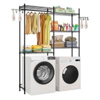 VEVOR Opbergrek voor wasmachine en droger, 2 lagen, zwart