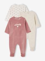 Set van 3 fluwelen babyslaappakjes BASICS rozen